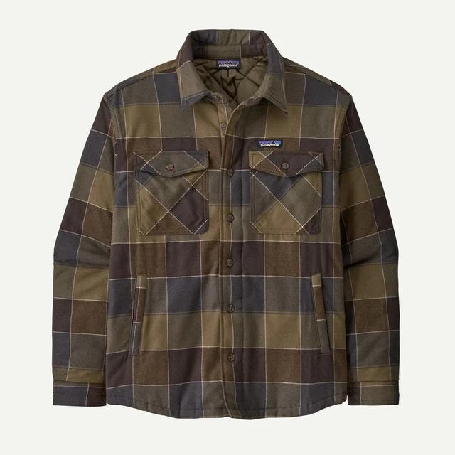 Patagonia Ms LW Insulated Fjord Flannel Shirt Snow Owl: Basin Green