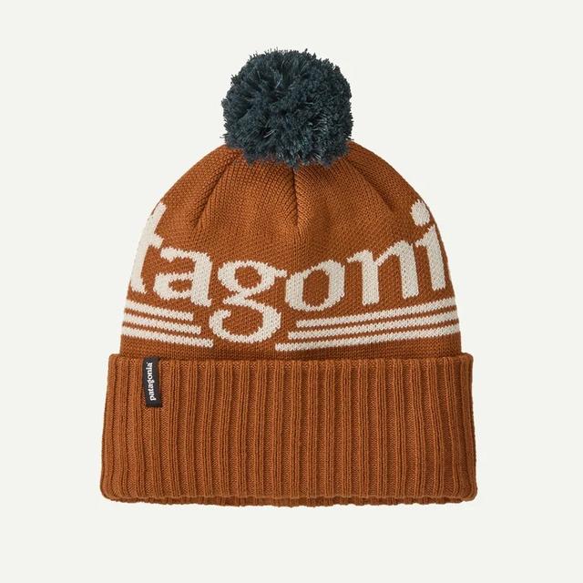 Patagonia Powder Town Beanie Hut Tripper Logo: Cinnamon Brown