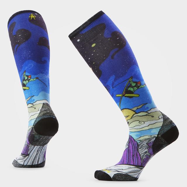 Smartwool Womens Ski Zero Cushion Galactic Ski Print OTC Socks﻿ Deep Navy