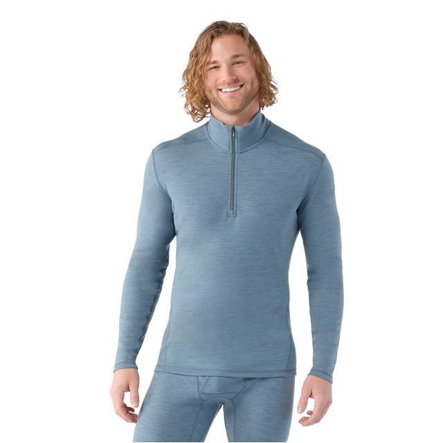 Smartwool Mens Classic Thermal Merino Base Layer 1/4 Zip Pewter Blue Heather