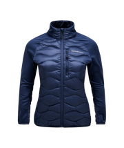 Peak Performance Helium Hybrid Down Jacket Women in Blue Shadow, front view