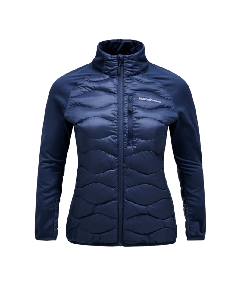 Peak Performance Helium Hybrid Down Jacket Women in Blue Shadow, front view