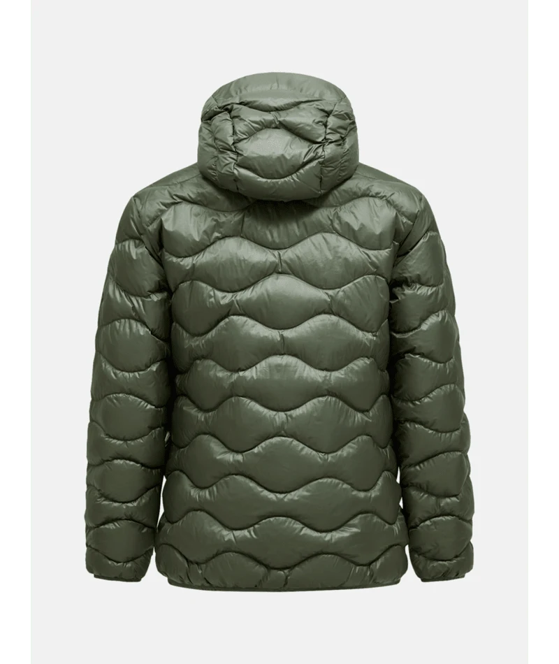 Peak Performance Helium Down Hood Jacket Men in Pine Needle, back view