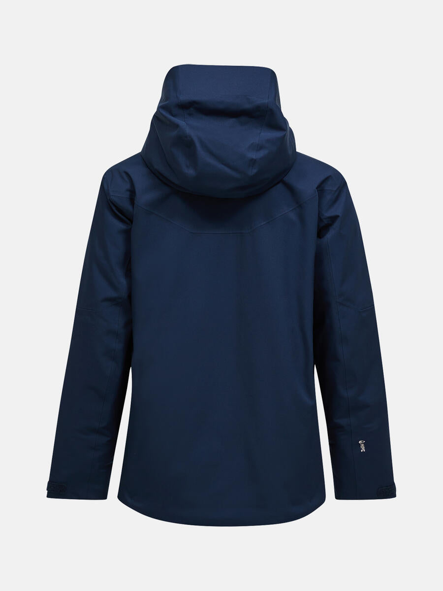 Peak Performance Maroon HIPE 2L men's insulated ski jacket in Blue Shadow, back view