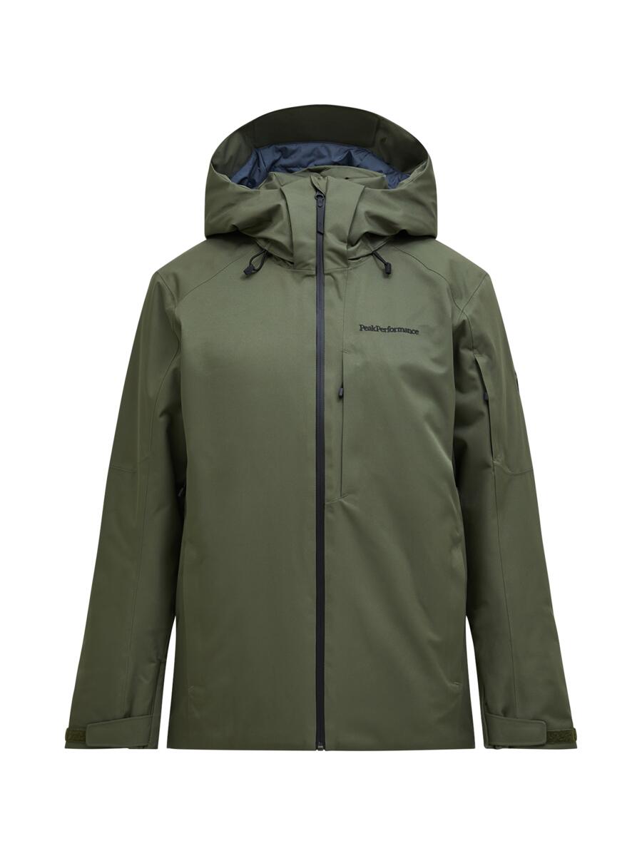 Peak Performance Maroon HIPE 2L men's insulated ski jacket in Pine Needle, front view