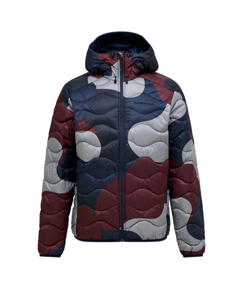 Peak Performance Helium Aop Down Hood Jacket Men in 333 Snowbank, front view