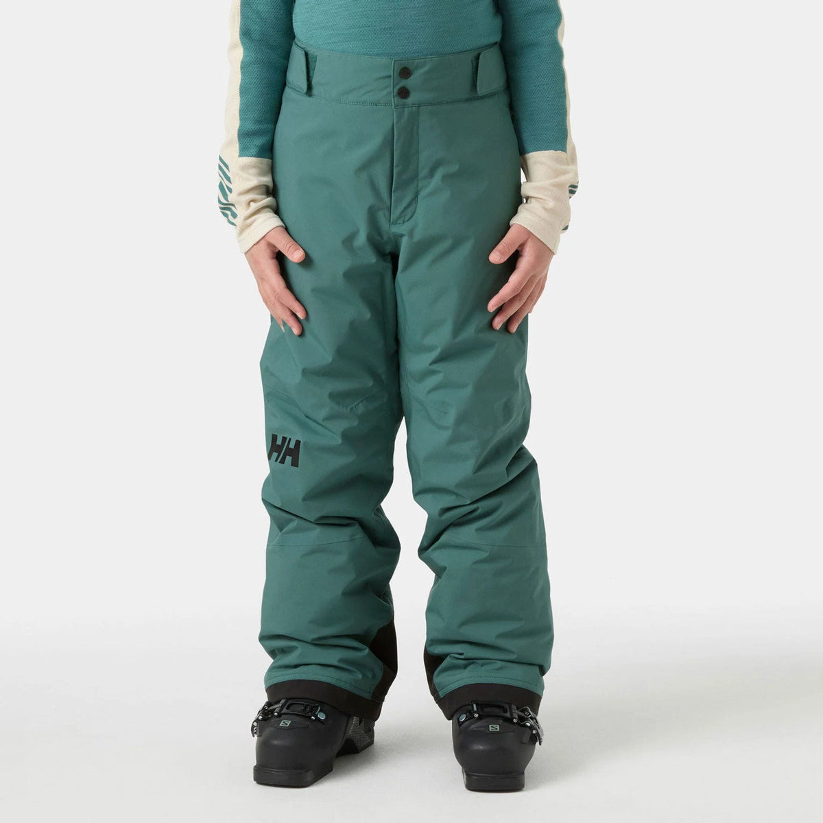 Helly Hansen Junior Girl Diamond Pant in Opal Green, on-body front