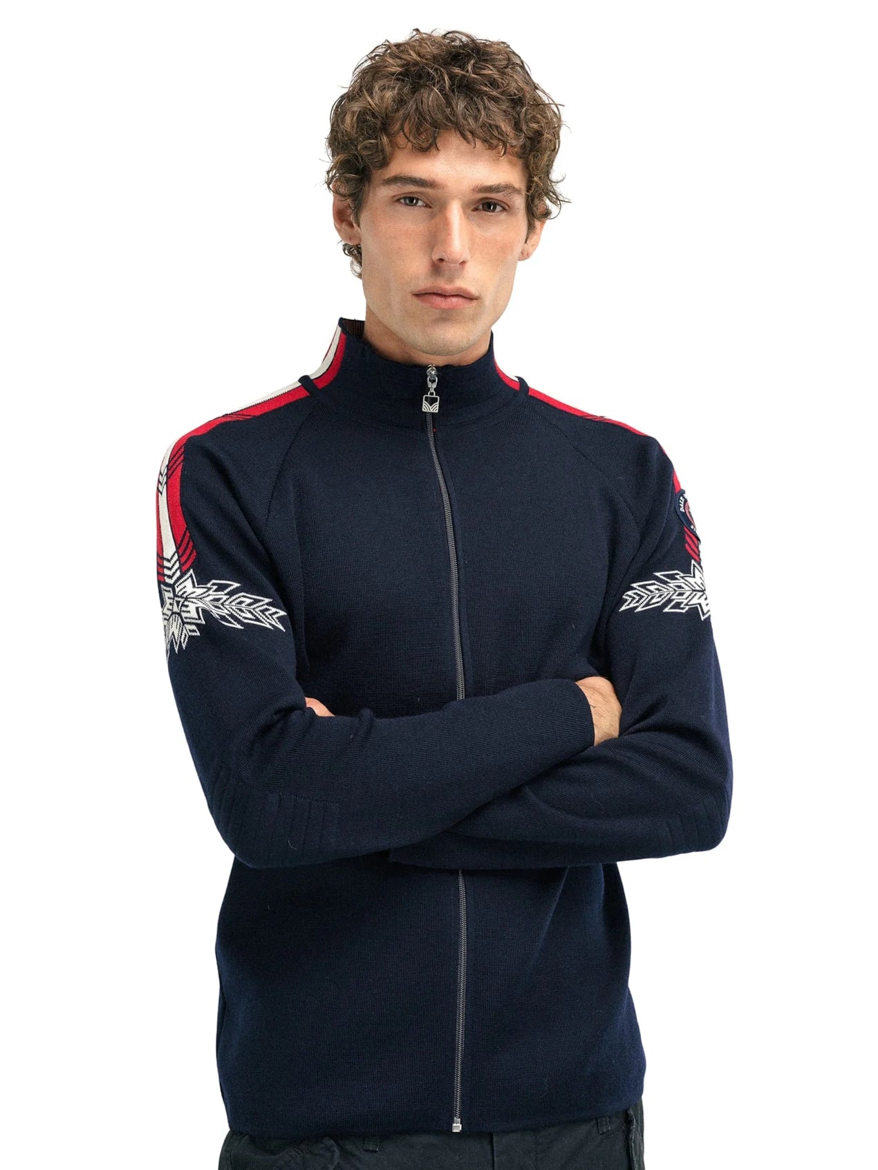 Dale of Norway Spirit Mens Sweater Jacket Navy / Off White / Raspberry