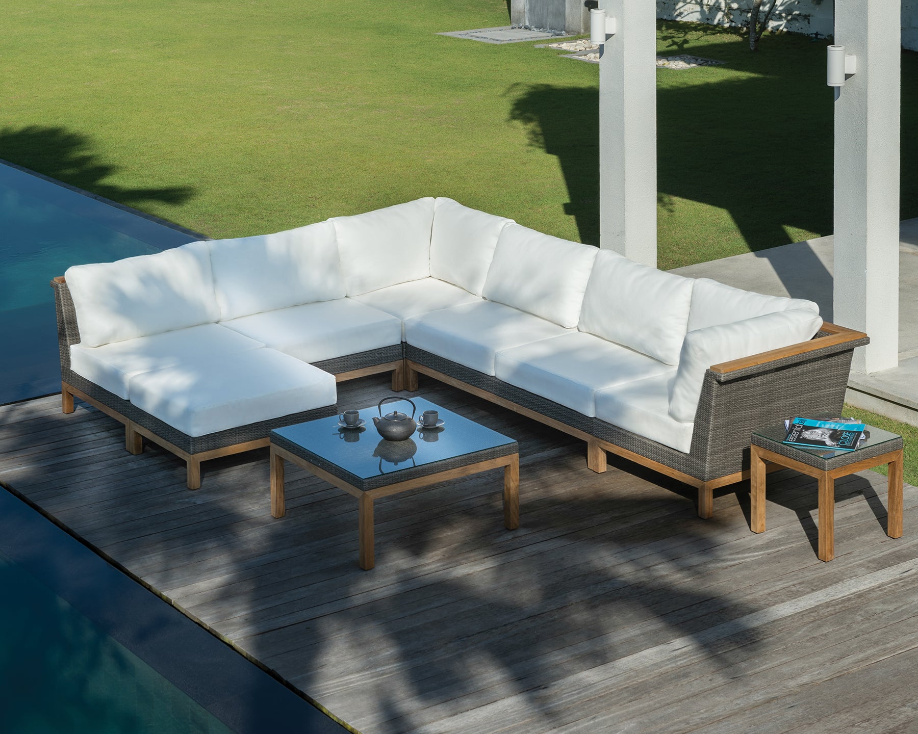 Kingsley Bate Azores Deep Seating Sectional Set Granite / Ocean / Azores Deep Seating Sectional Set