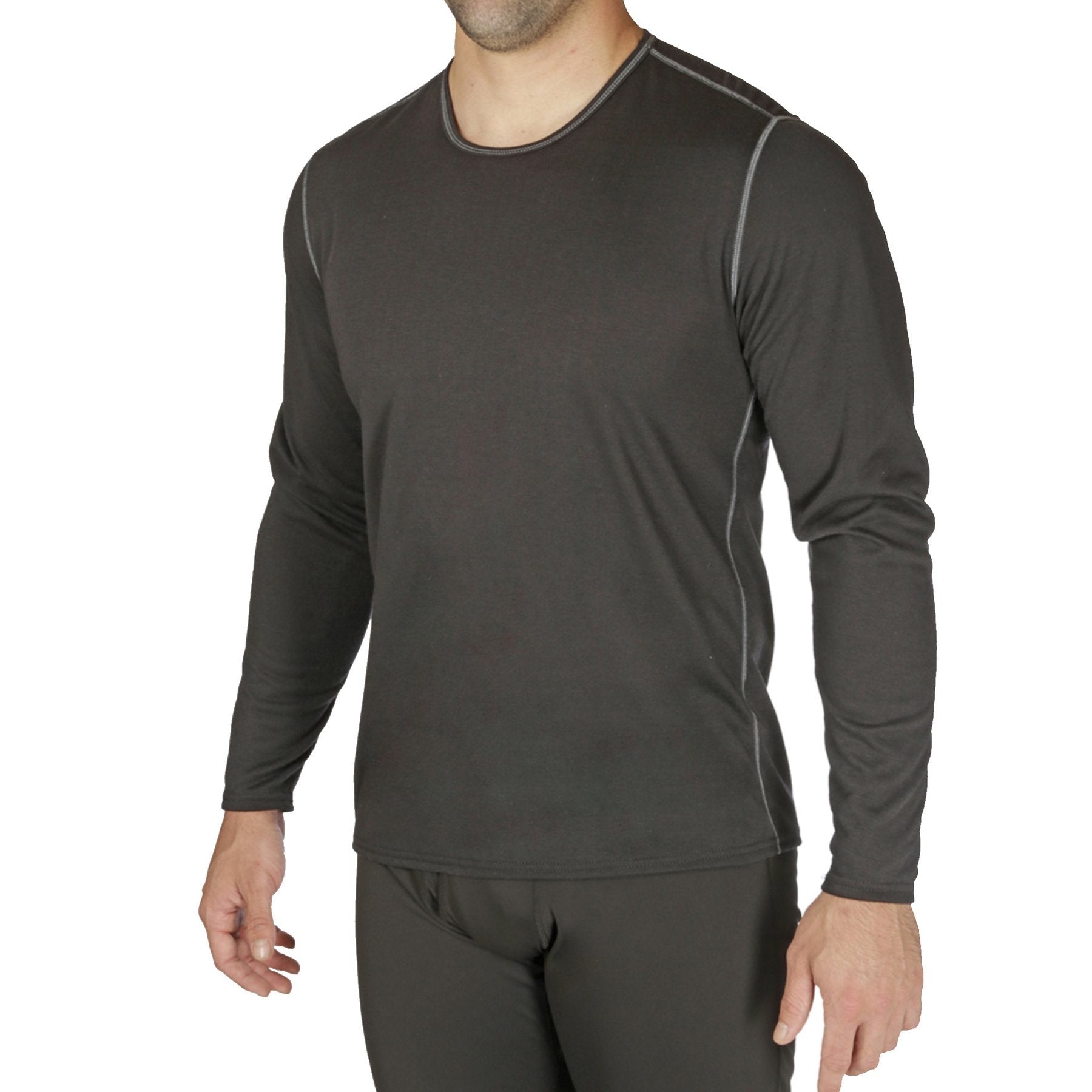 Hot Chillys Mens Bi-Ply Crew (Black)