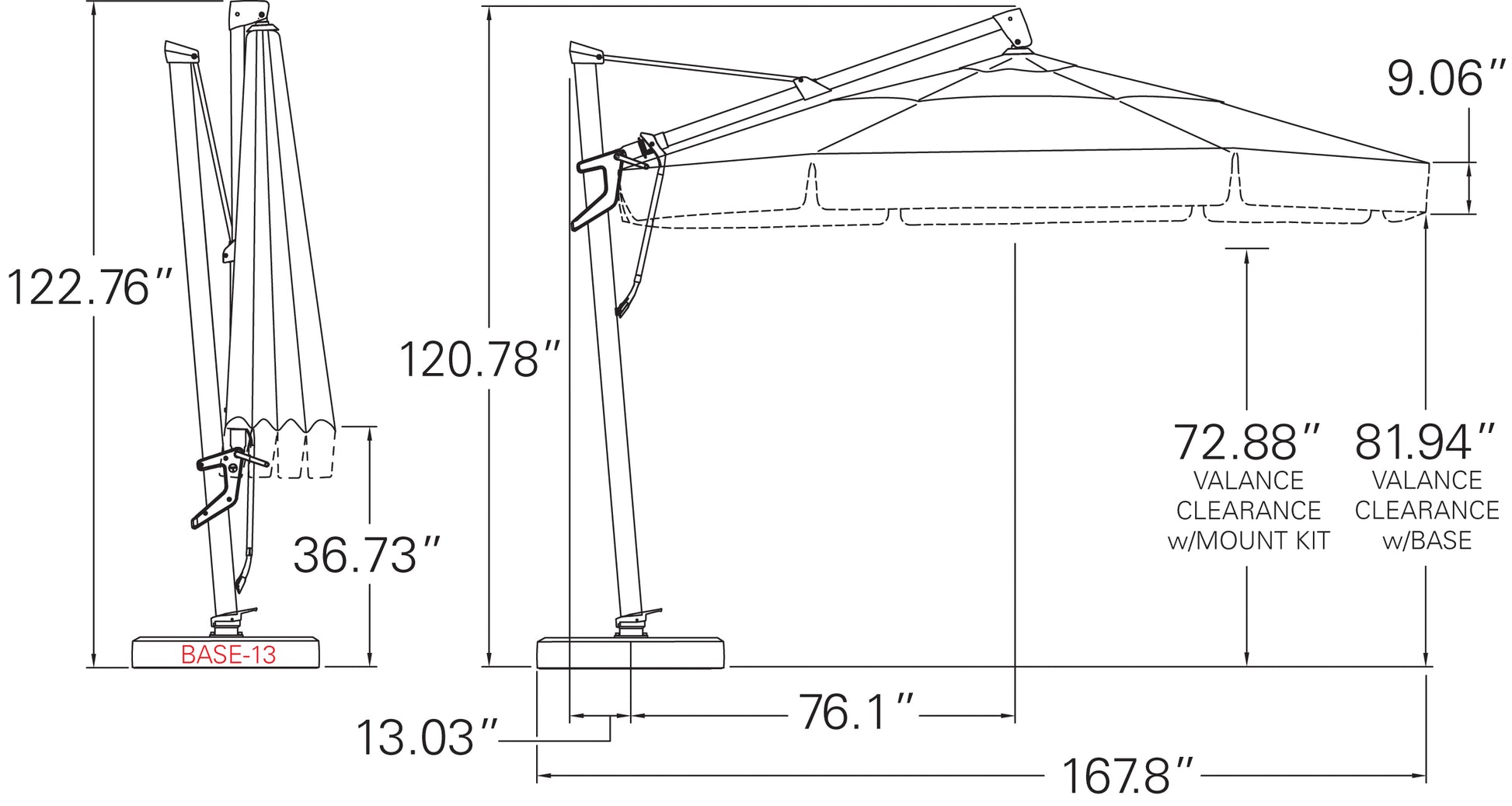 Treasure Garden 13 Starlux Cantilever Umbrella